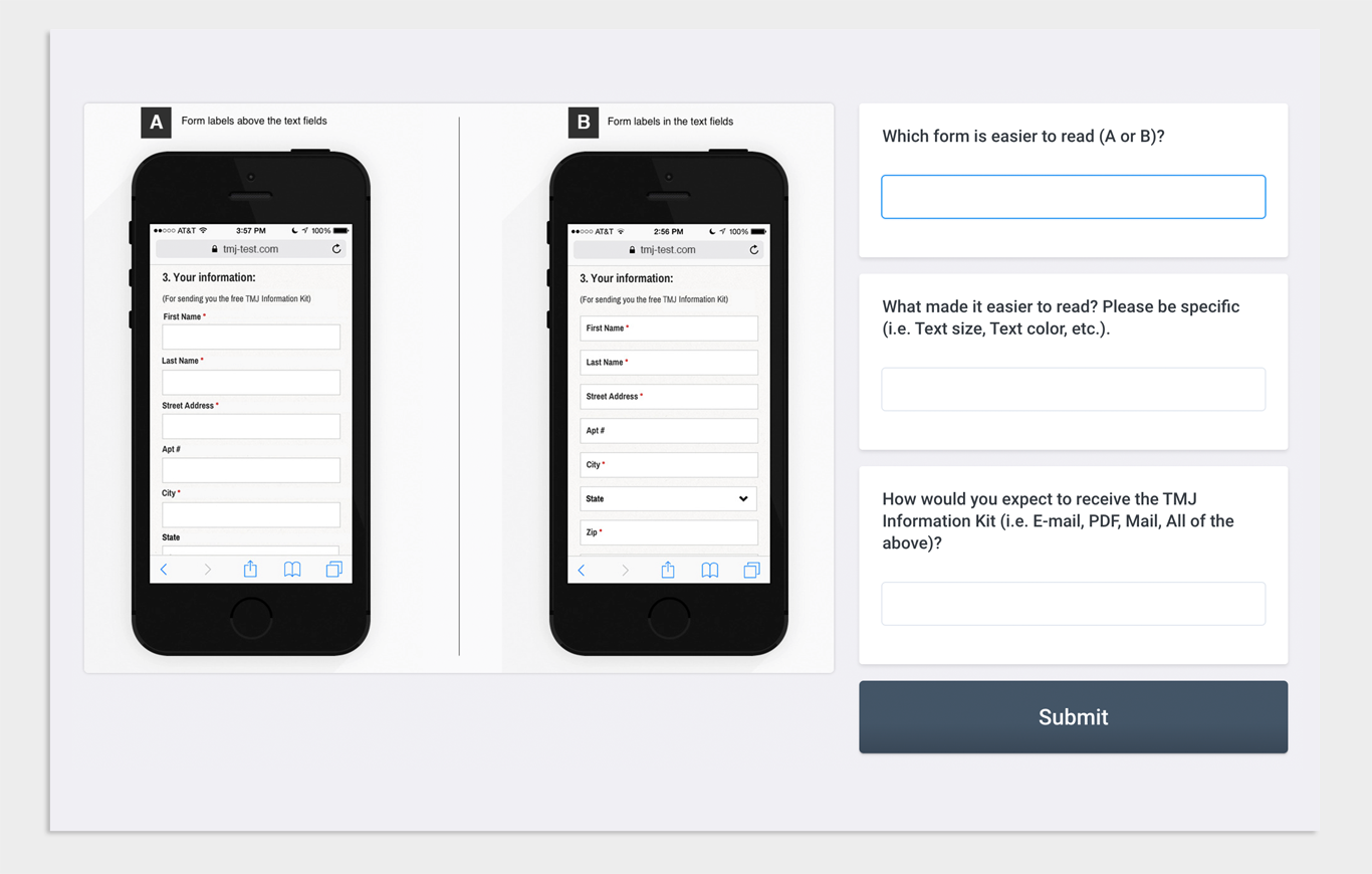 Performed question test to see which layout users preferred